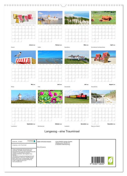 Langeoog - eine Trauminsel (CALVENDO Premium Wandkalender 2024)