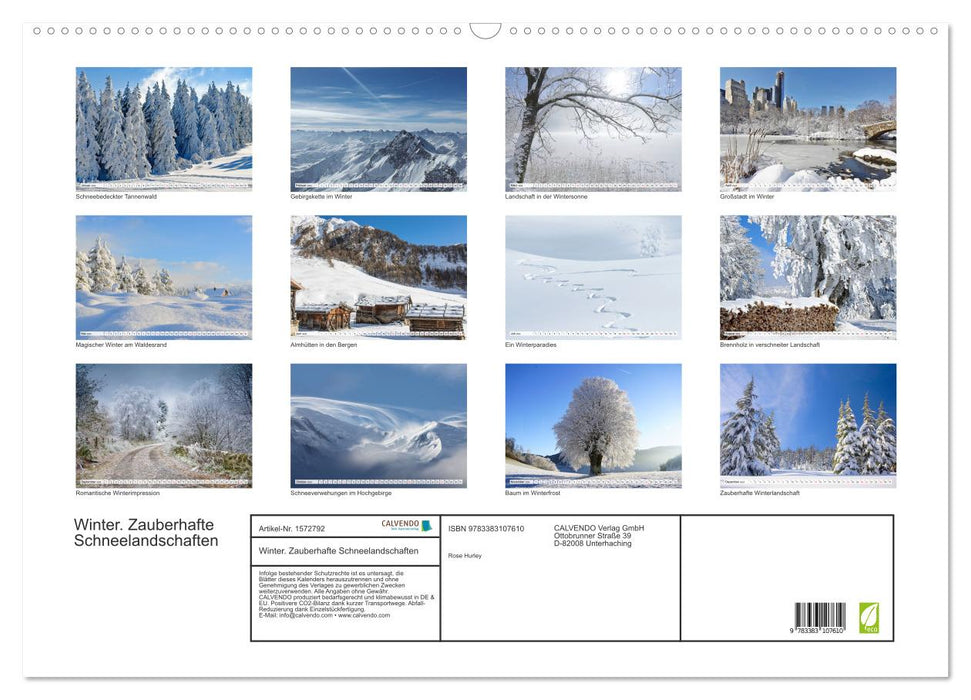 Hiver. Paysages de neige magiques (Calendrier mural CALVENDO 2024) 