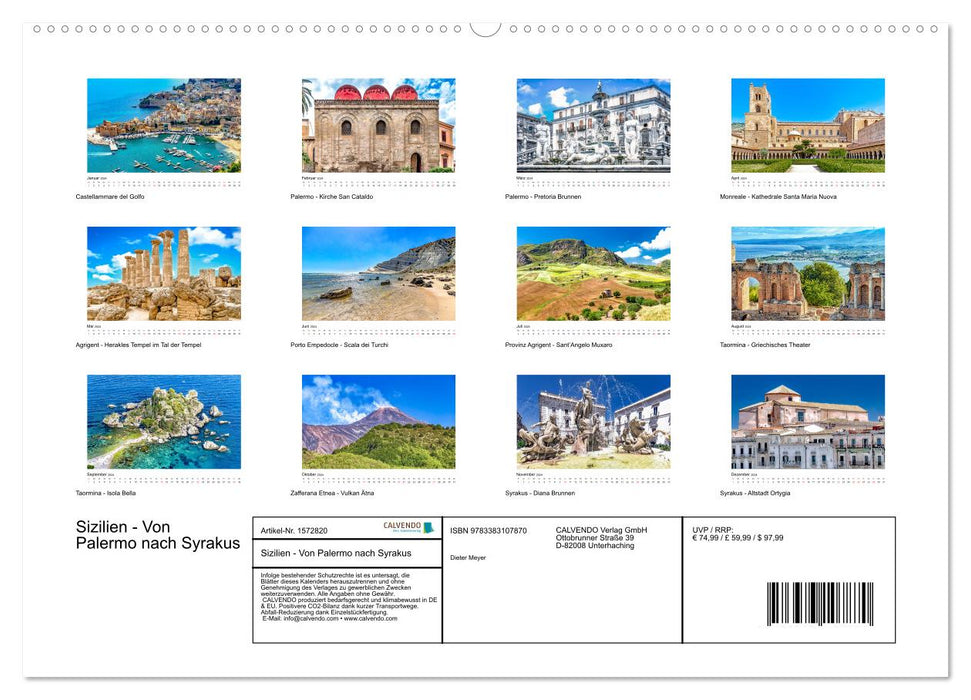 Sizilien - Von Palermo nach Syrakus (CALVENDO Premium Wandkalender 2024)