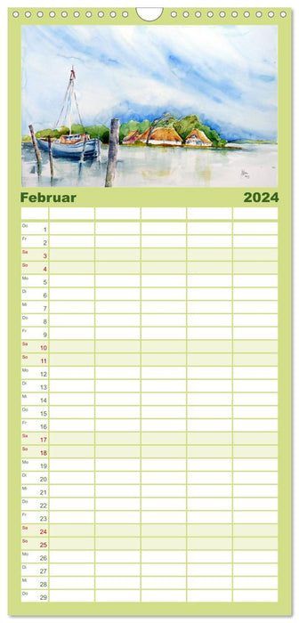 Aquarelles - Fischland-Darß (Agenda familial CALVENDO 2024) 