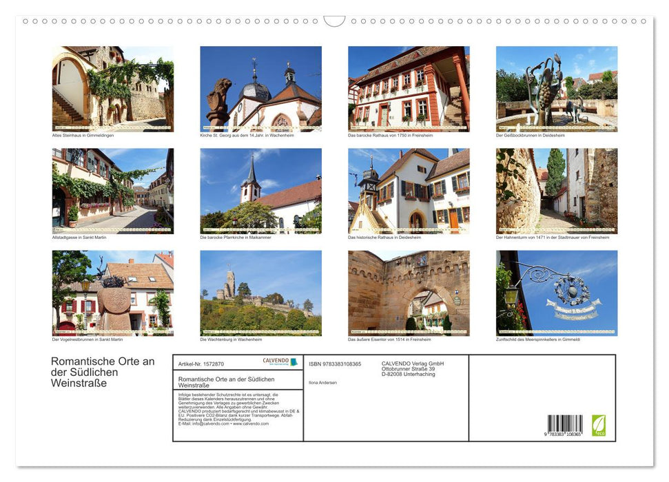 Romantic places on the Southern Wine Route (CALVENDO wall calendar 2024) 