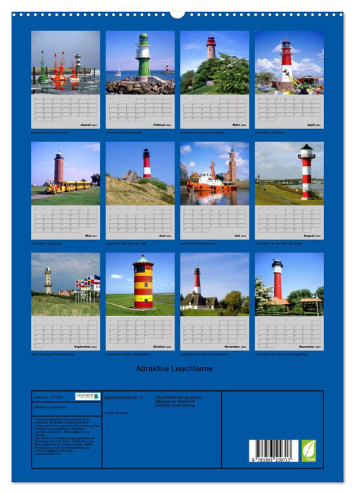 Attractive lighthouses (CALVENDO Premium Wall Calendar 2024) 