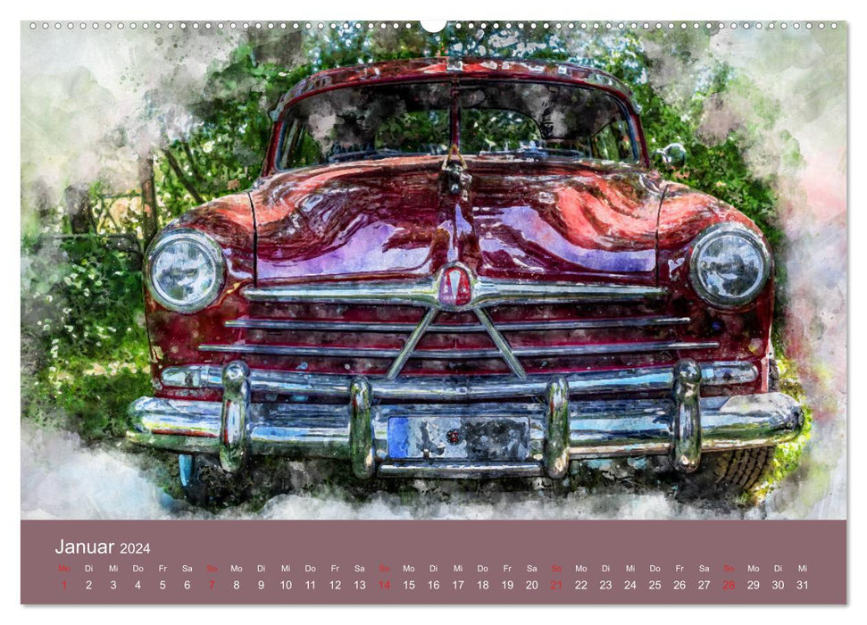 Car veterans - artfully staged (CALVENDO Premium Wall Calendar 2024) 
