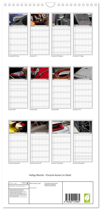 Heiligs Blechle - Les icônes Porsche en détail (Agenda familial CALVENDO 2024) 