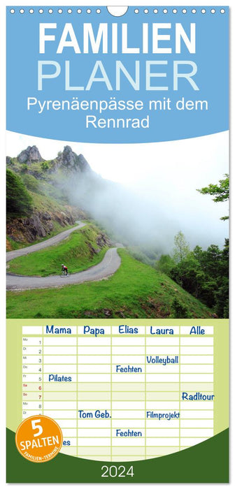 Cols des Pyrénées avec le vélo de course 2024 (Agenda familial CALVENDO 2024) 