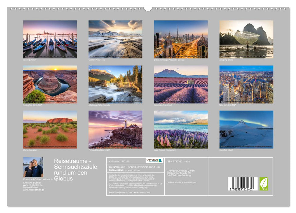 Reiseträume - Sehnsuchtsziele rund um den Globus (CALVENDO Premium Wandkalender 2024)
