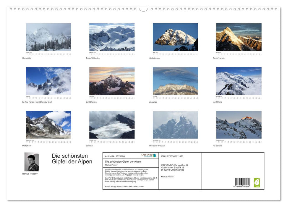 Die schönsten Gipfel der Alpen - Giganten aus Fels und Eis (CALVENDO Wandkalender 2024)