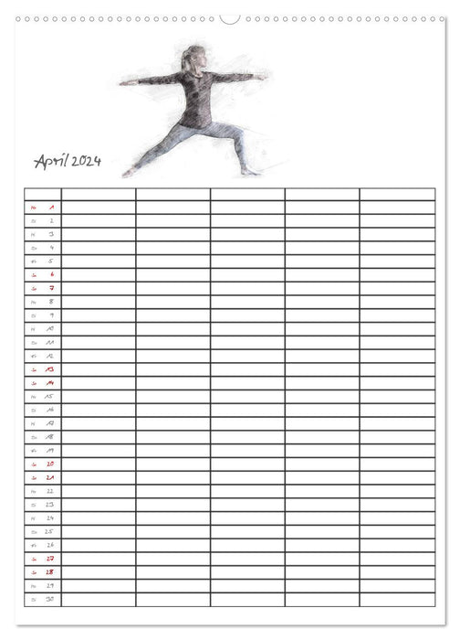 Yoga Inspirationen - Familienplaner (CALVENDO Premium Wandkalender 2024)
