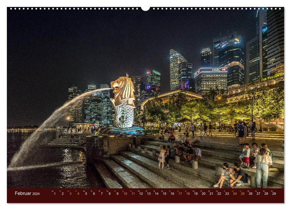 Vues nocturnes de la ville de Singapour (Calvendo Premium Wall Calendar 2024) 