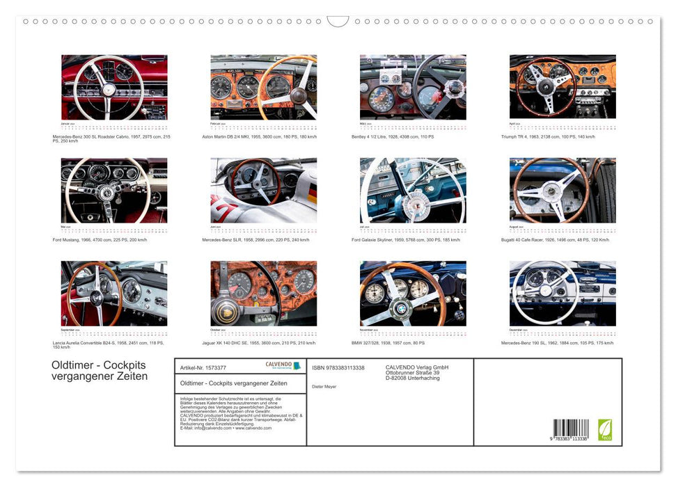 Oldtimer - Cockpits vergangener Zeiten (CALVENDO Wandkalender 2024)