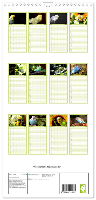 Perruches - Calendrier Nature (Agenda familial CALVENDO 2024) 