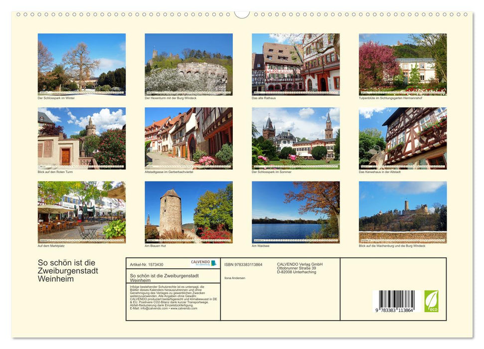 So schön ist die Zweiburgenstadt Weinheim (CALVENDO Premium Wandkalender 2024)