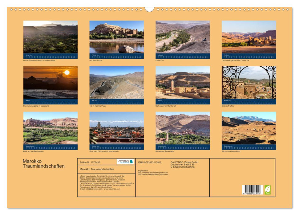 Paysages de rêve du Maroc (Calendrier mural CALVENDO 2024) 