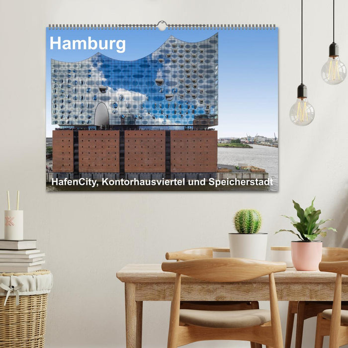 Hambourg. HafenCity, Kontorhausviertel et Speicherstadt. (Calendrier mural CALVENDO 2024) 