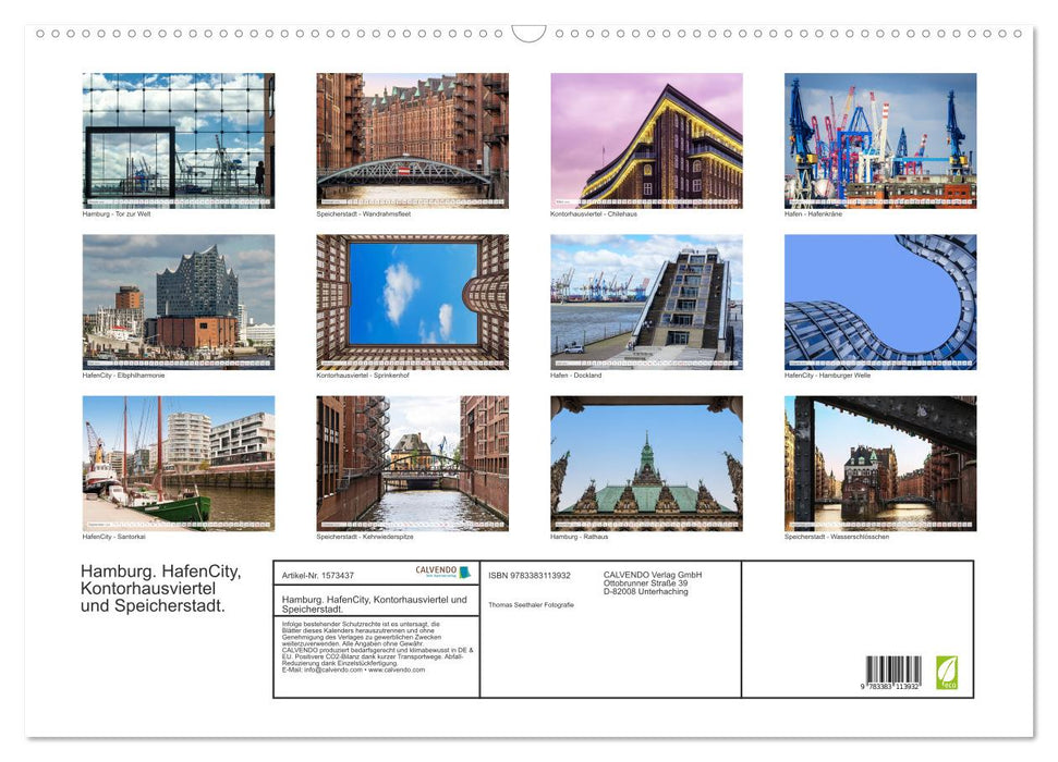 Hambourg. HafenCity, Kontorhausviertel et Speicherstadt. (Calendrier mural CALVENDO 2024) 