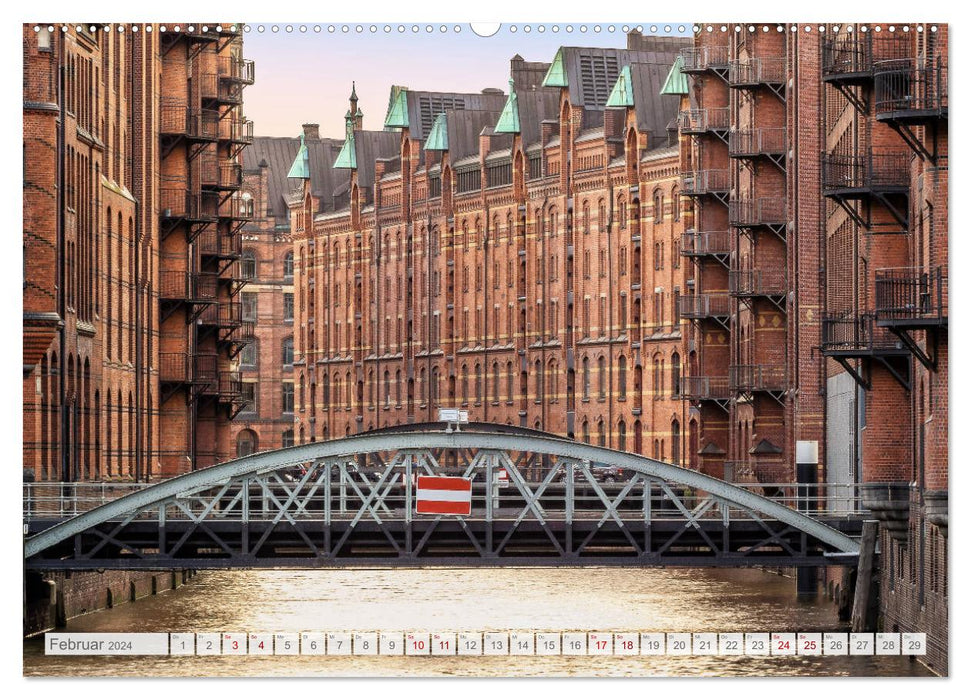 Hambourg. HafenCity, Kontorhausviertel et Speicherstadt. (Calendrier mural CALVENDO 2024) 