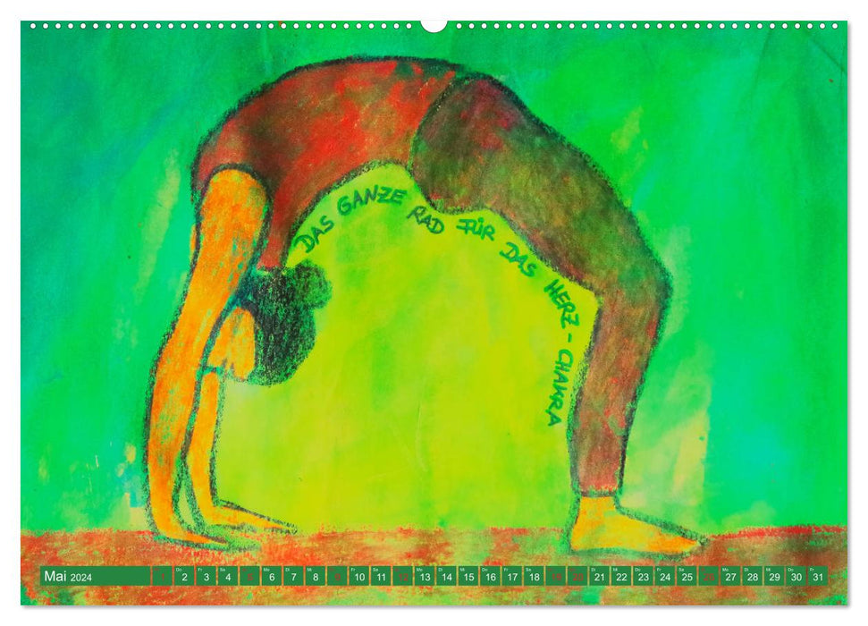 Farbige Yoga Kraftwelt - Yoga Asanas für die Chakren (CALVENDO Premium Wandkalender 2024)