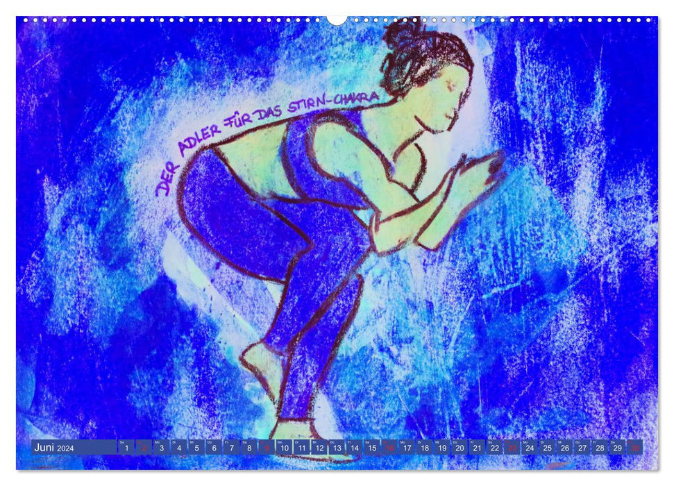 Farbige Yoga Kraftwelt - Yoga Asanas für die Chakren (CALVENDO Premium Wandkalender 2024)