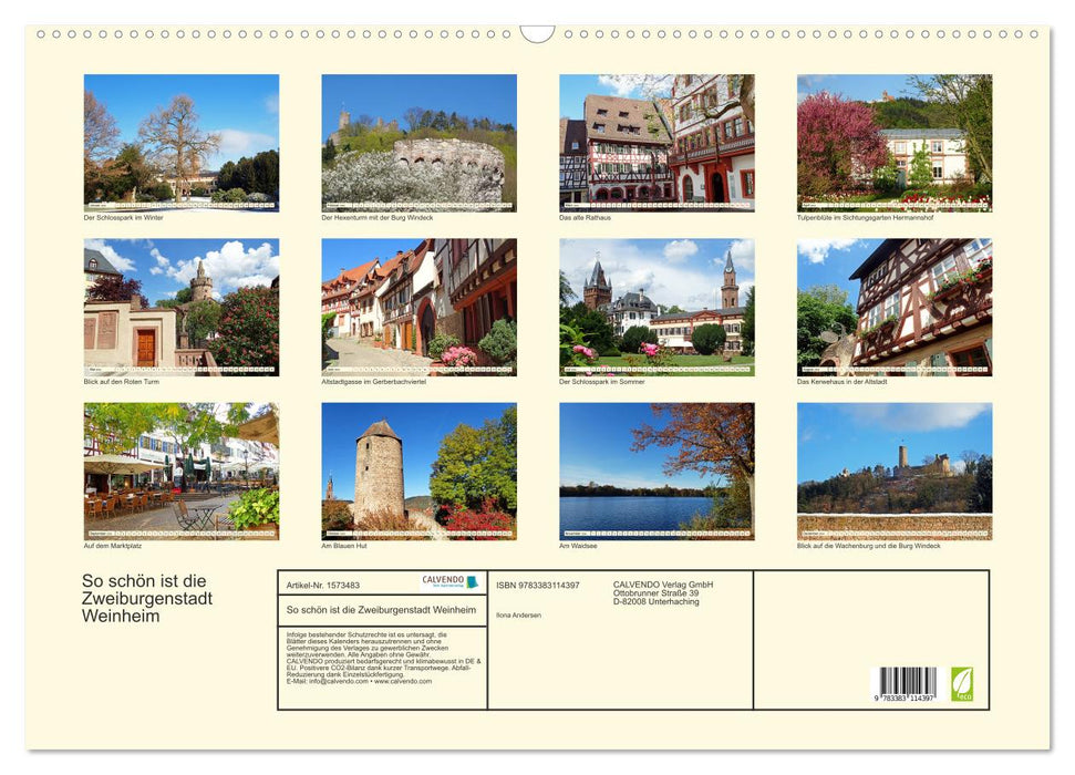 So schön ist die Zweiburgenstadt Weinheim (CALVENDO Wandkalender 2024)