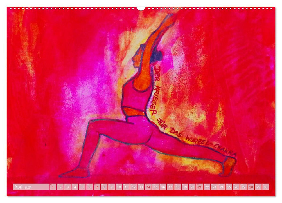 Farbige Yoga Kraftwelt - Yoga Asanas für die Chakren (CALVENDO Wandkalender 2024)