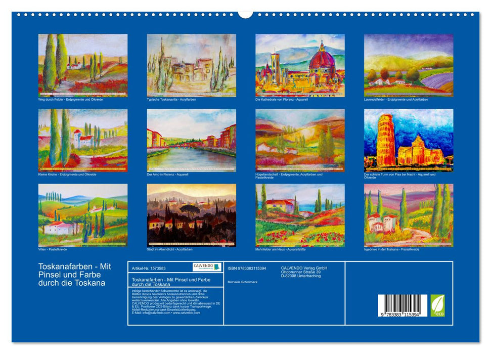 Toskanafarben - Mit Pinsel und Farbe durch die Toskana (CALVENDO Premium Wandkalender 2024)