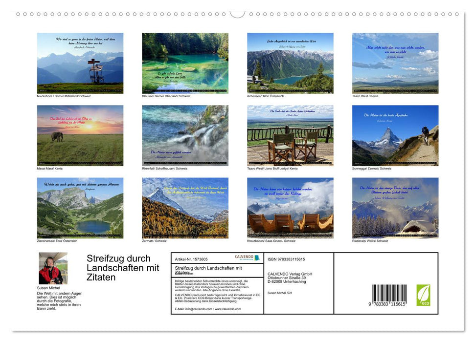 Streifzug durch Landschaften mit Zitaten (CALVENDO Premium Wandkalender 2024)