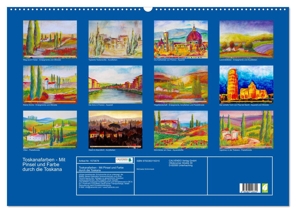 Couleurs Toscane - Au pinceau et à la peinture à travers la Toscane (Calendrier mural CALVENDO 2024) 