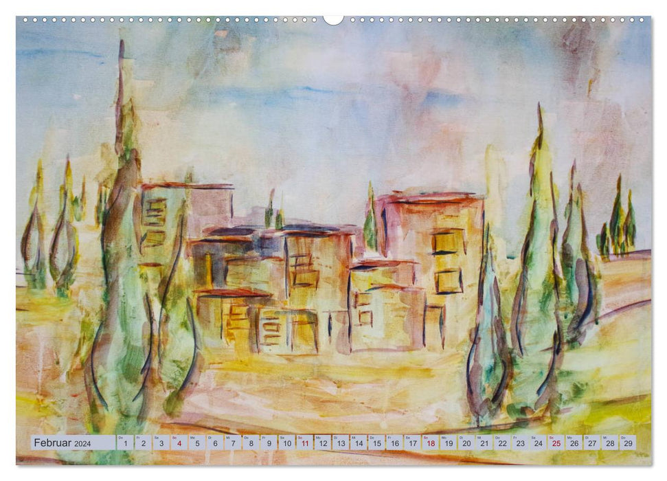 Couleurs Toscane - Au pinceau et à la peinture à travers la Toscane (Calendrier mural CALVENDO 2024) 