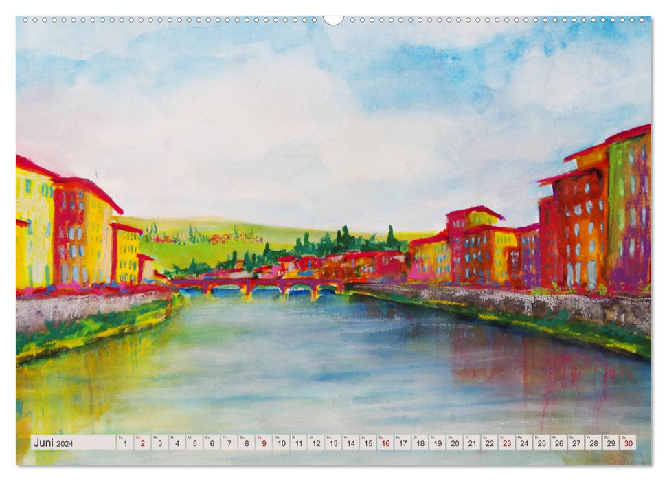 Toskanafarben - Mit Pinsel und Farbe durch die Toskana (CALVENDO Wandkalender 2024)