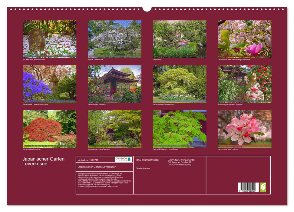 Jardin japonais Leverkusen (Calendrier mural CALVENDO 2024) 