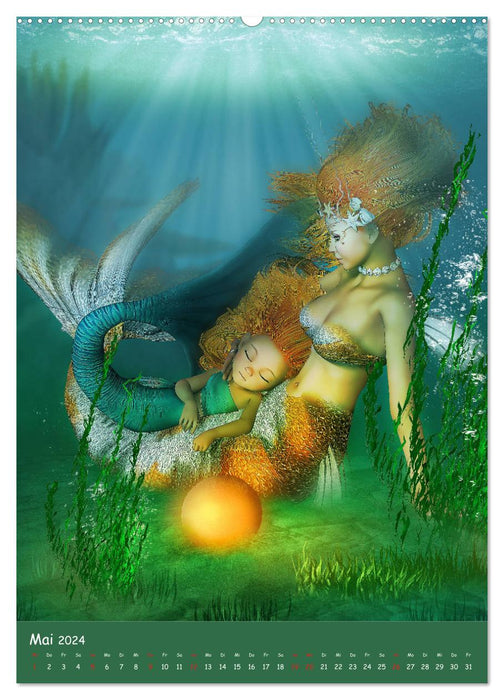 Mystische Meerjungfrauen (CALVENDO Premium Wandkalender 2024)
