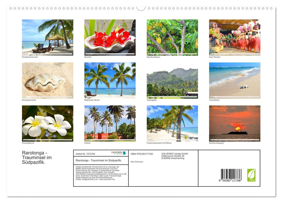 Rarotonga – une île de rêve dans le Pacifique Sud. (Calendrier mural CALVENDO Premium 2024) 