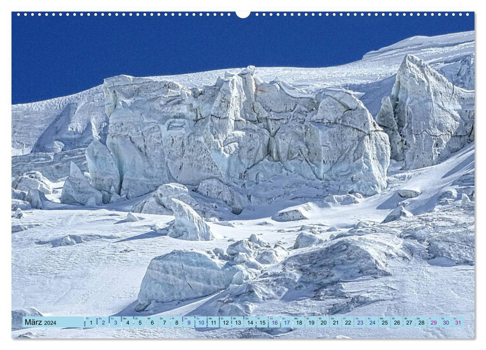 Idylle hivernale sur la route dans la vallée de Saas (Calendrier mural CALVENDO Premium 2024) 