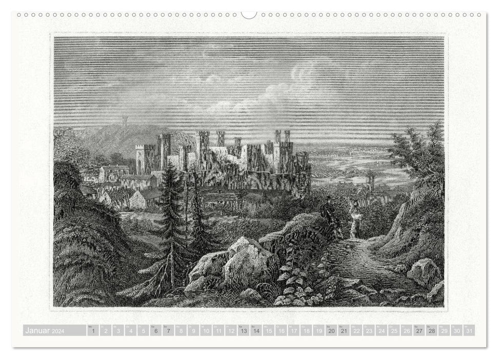 BURGEN UND SCHLÖSSER. Stahlstiche des 19. Jahrhunderts (CALVENDO Wandkalender 2024)