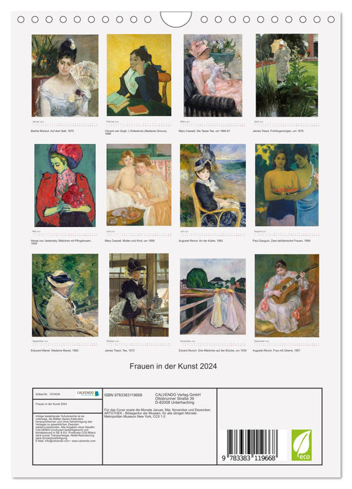 Frauen in der Kunst 2024 (CALVENDO Wandkalender 2024)