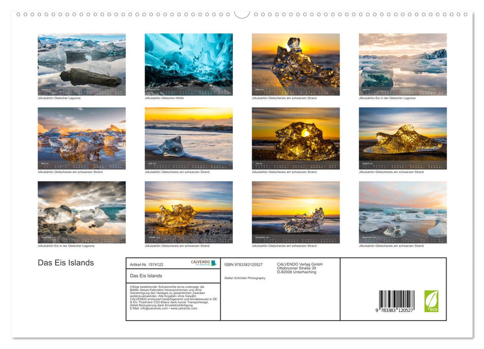 Das Eis Islands (CALVENDO Premium Wandkalender 2024)