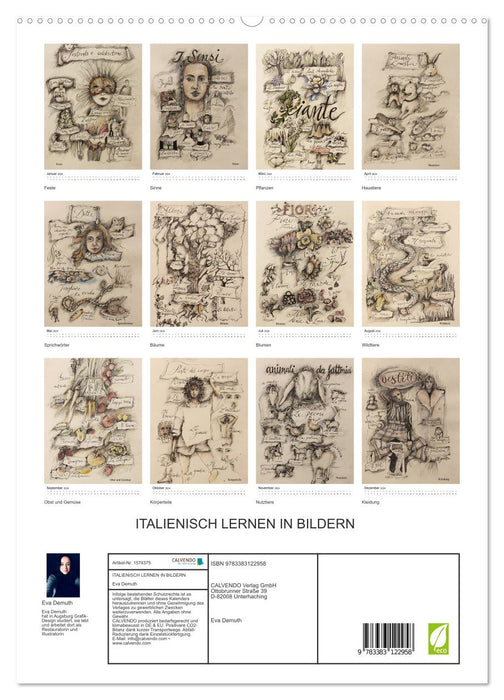 Italienisch Lernen in Bildern (CALVENDO Premium Wandkalender 2024)