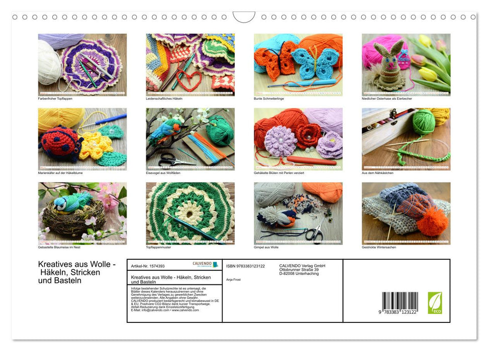 Objets créatifs en laine - crochet, tricot et bricolage (calendrier mural CALVENDO 2024) 