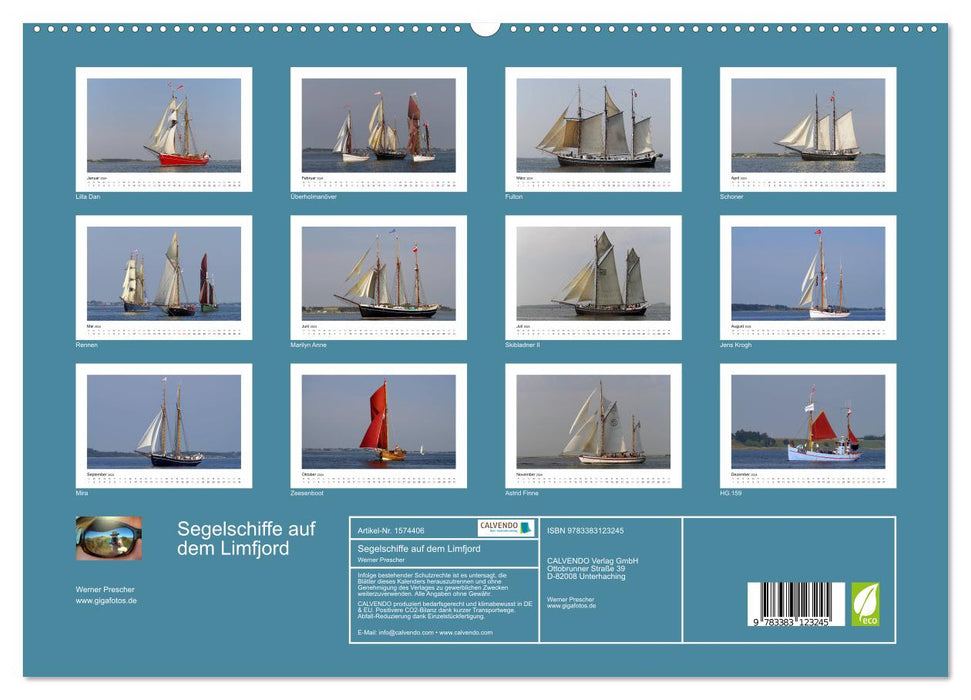 Sailing ships on the Limfjord (CALVENDO Premium Wall Calendar 2024) 