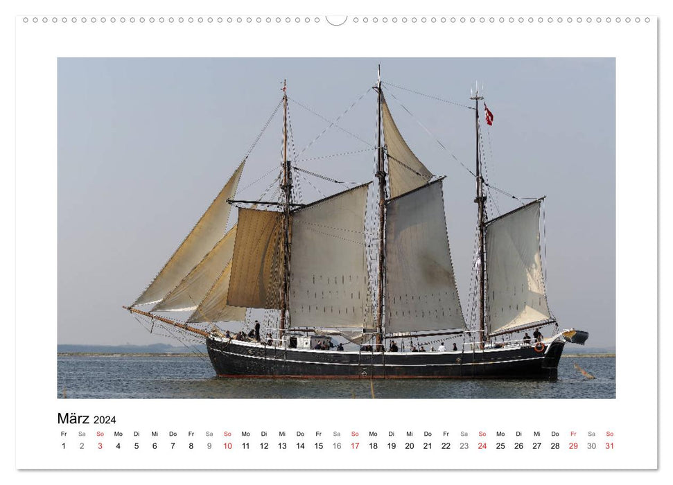 Sailing ships on the Limfjord (CALVENDO Premium Wall Calendar 2024) 