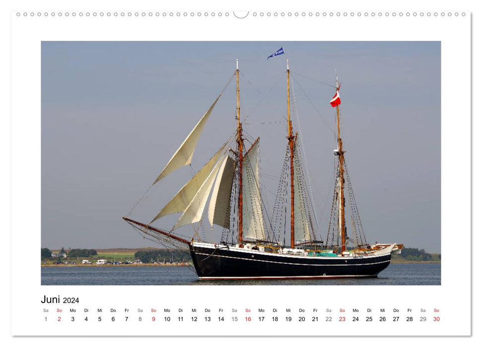 Sailing ships on the Limfjord (CALVENDO Premium Wall Calendar 2024) 