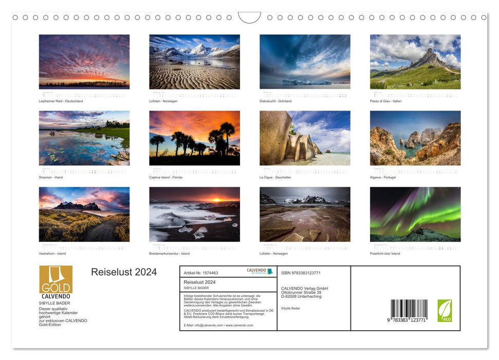 Wanderlust 2024 (CALVENDO wall calendar 2024) 