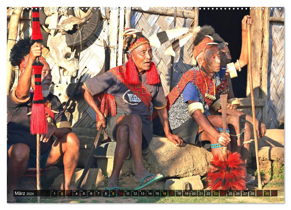 Die letzten Kopfjäger - Zeitzeugen einer Kultur im Nagaland (CALVENDO Wandkalender 2024)