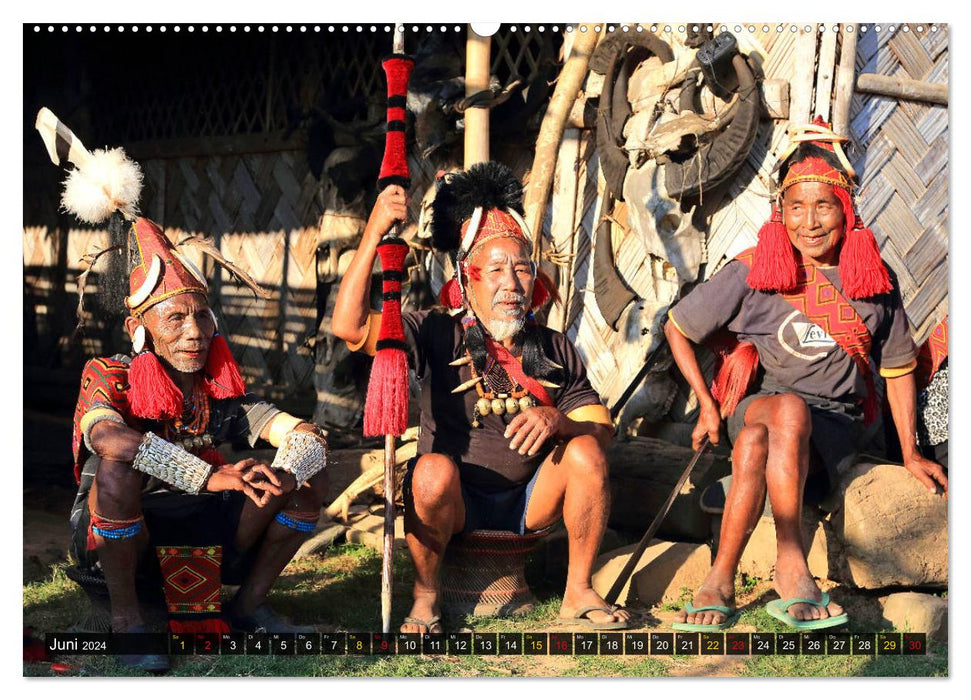 Die letzten Kopfjäger - Zeitzeugen einer Kultur im Nagaland (CALVENDO Wandkalender 2024)