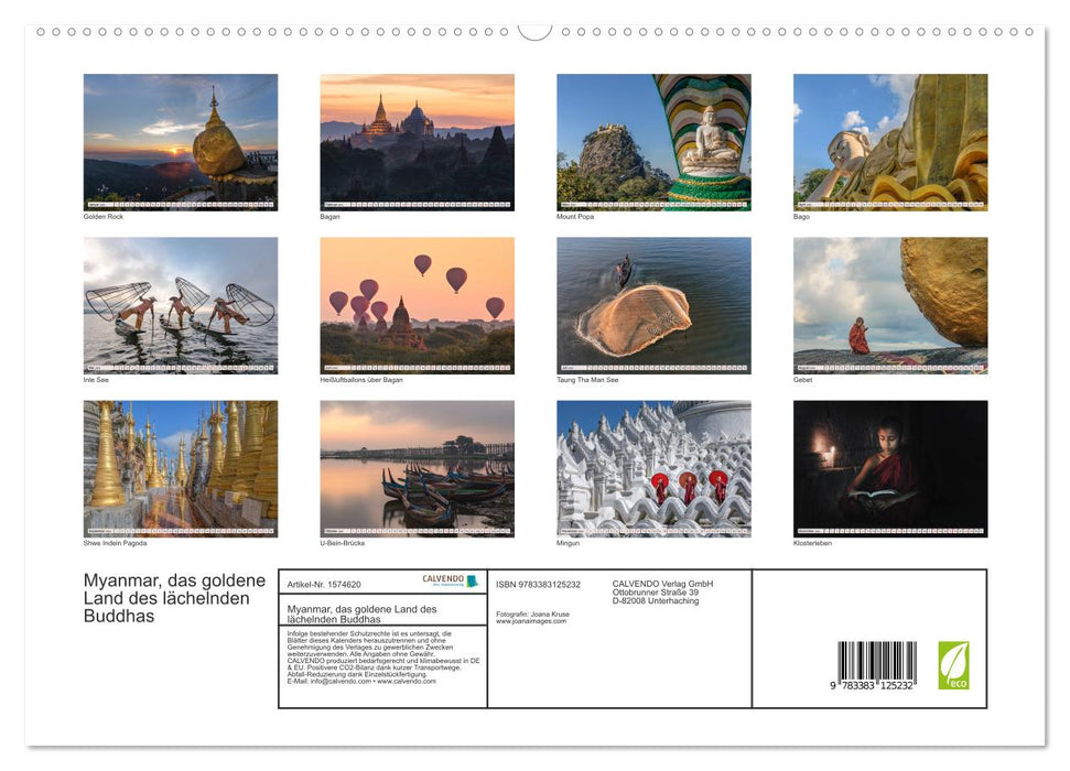 Myanmar, das goldene Land des lächelnden Buddhas (CALVENDO Premium Wandkalender 2024)