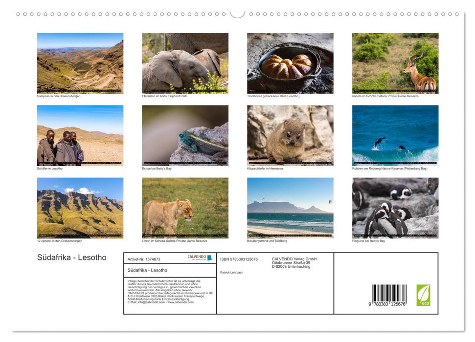 South Africa - Lesotho (CALVENDO Premium Wall Calendar 2024) 