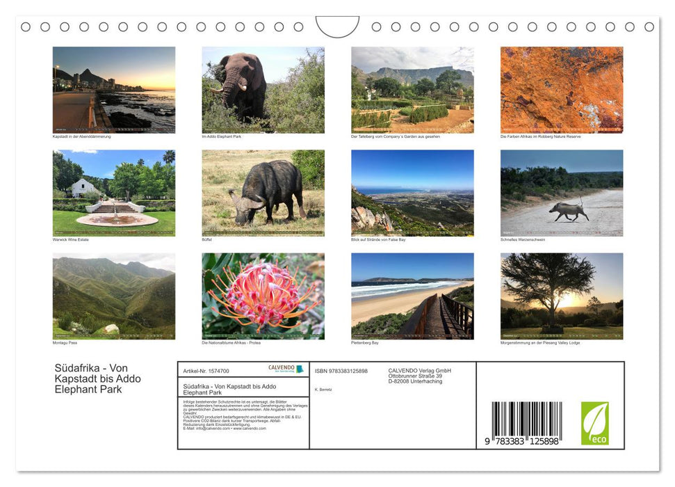 Südafrika - Von Kapstadt bis Addo Elephant Park (CALVENDO Wandkalender 2024)