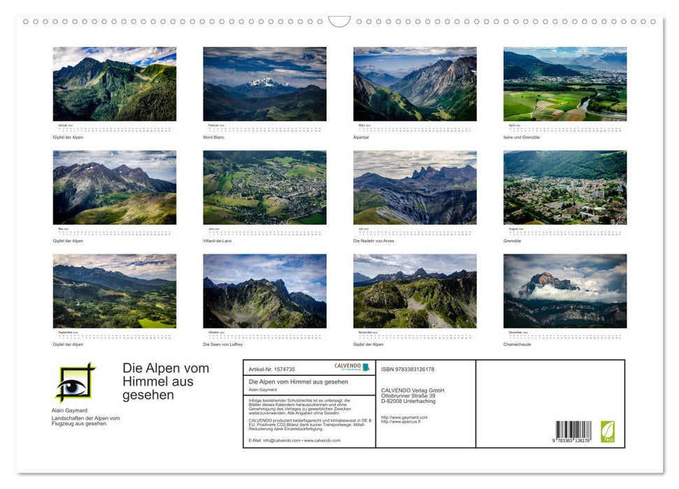 Die Alpen vom Himmel aus gesehen (CALVENDO Wandkalender 2024)