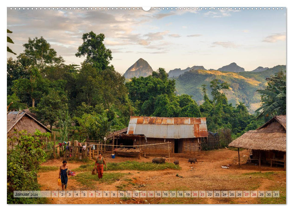 Laos - On the banks of the Mekong (CALVENDO Premium Wall Calendar 2024) 