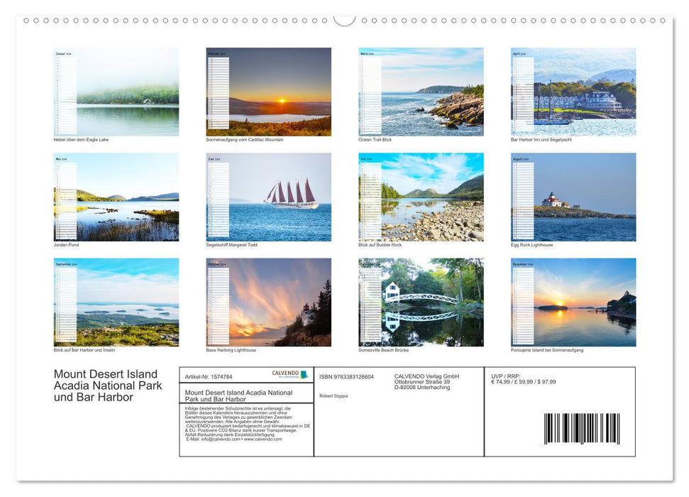 Mount Desert Island Acadia National Park und Bar Harbor (CALVENDO Premium Wandkalender 2024)